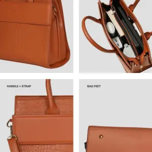 Pedra Croco Grab Handle Bag, a versatile 2-piece set that includes a matching mini purse