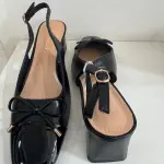 Square Toe Patent Leather Slingback Pump