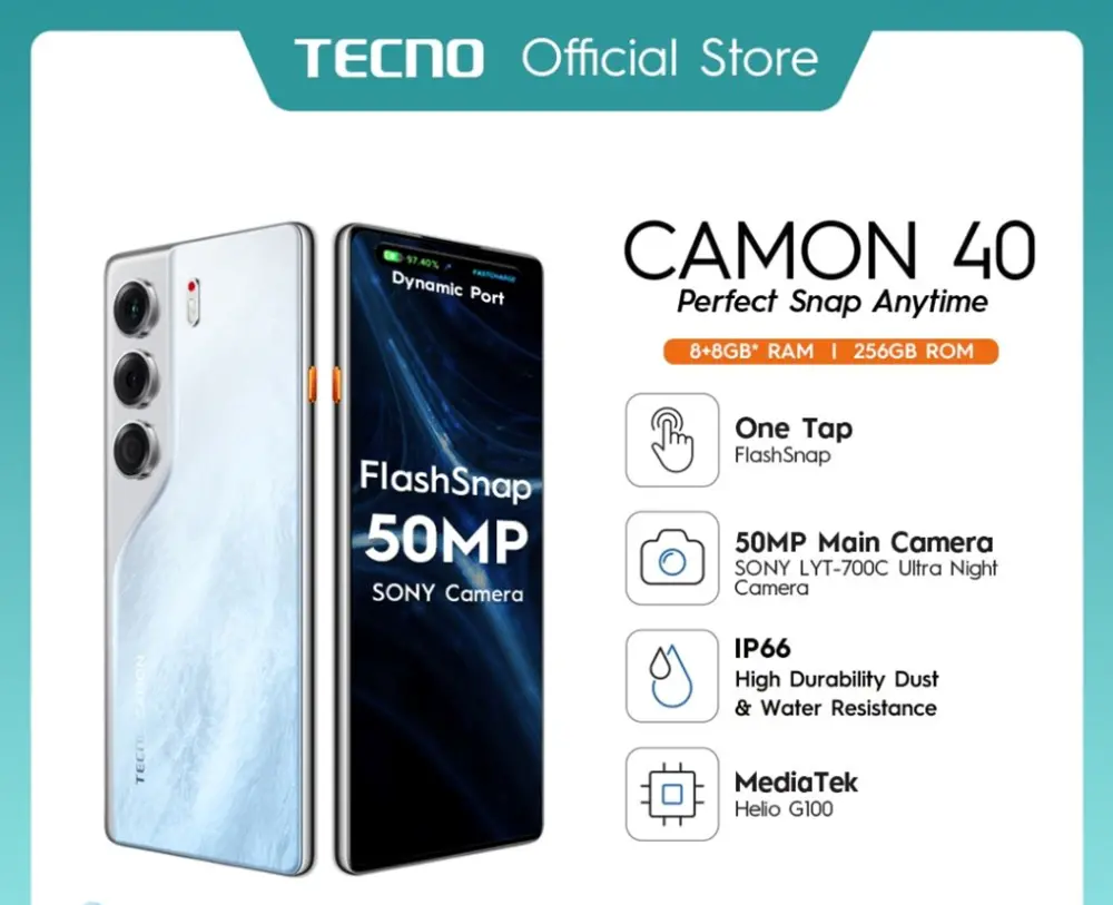 Tecno Camon40-AI-focused Smartphone (256+8)
