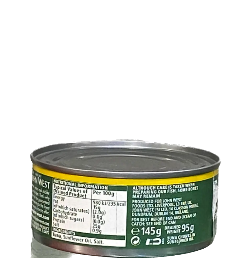 John West Tuna Chunks in Sunflower Oil.