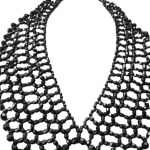 Black beaded bib collar necklace