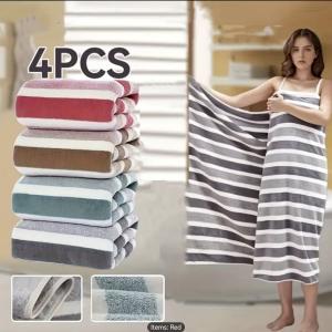 Striped Microfiber Towel - Super Soft, Quick-Dry, Absorbent, Light Beige-Friendly, Perfect for Home and Family, 70.0cm x 140.0cm, Multi-Color Pack, Quick-Dry Towel | Vibrant Towel | Microfibe