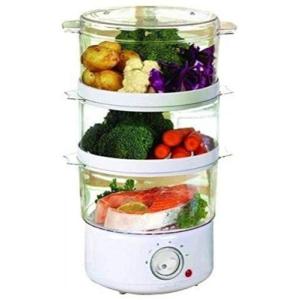 Cookworks White 3 Bowl Steamer 9.9L capacity.