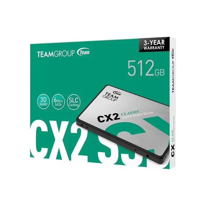 TeamGroup 512GB SSD 2.5 3D NAND CX2 SATA III Solid State Disk Drive