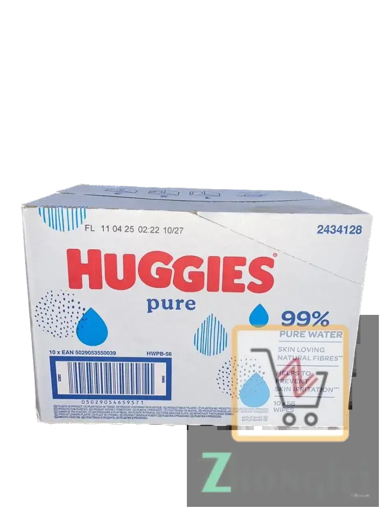 Box of Huggies Pure Baby Wipes 10*56 wipes