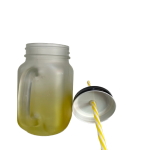 14OZ Colored Mug Sublimation Gradient Mason Jars With Handle Lids and Straw