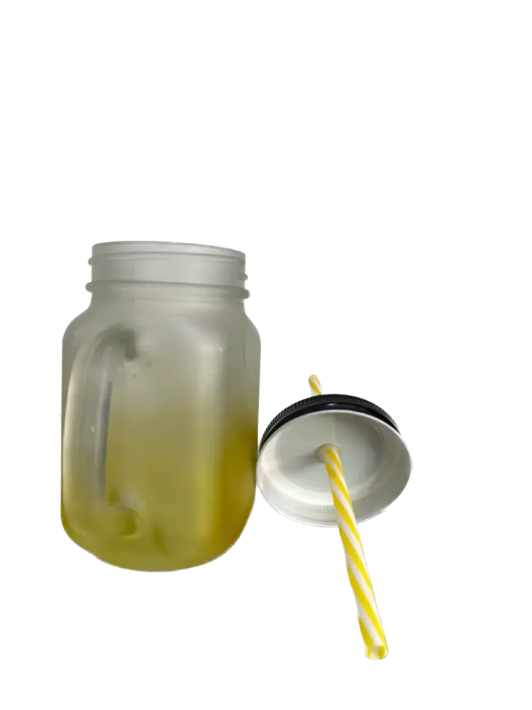14OZ Colored Mug Sublimation Gradient Mason Jars With Handle Lids and Straw
