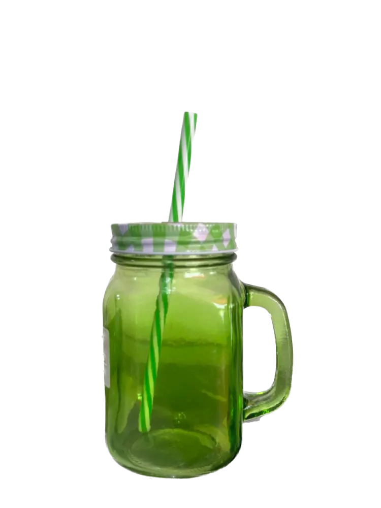14OZ Colored Mug Sublimation Gradient Mason Jars With Handle Lids and Straw