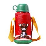 cartoon Thermos Cup Kids Thermo Mug soft silicone Straw Insulated Drink Water Bottle kart Vacuum Flask belt handle Tumbler (550ml)