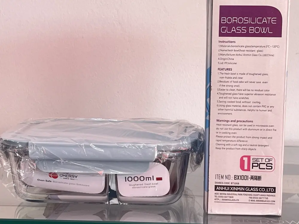 Red Cheery Borosilicate Glass Bowl 1000ml (set of 1 piece)