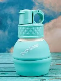 A collapsible silicone sports water bottle