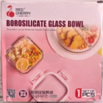 Red Cheery Borosilicate Glass Bowl 800ml (set of 1 piece)