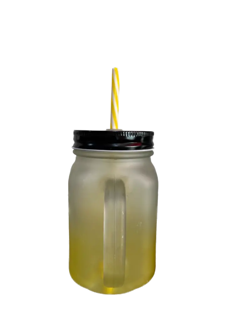 14OZ Colored Mug Sublimation Gradient Mason Jars With Handle Lids and Straw