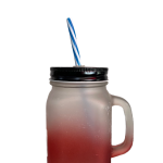 14OZ Colored Mug Sublimation Gradient Mason Jars With Handle Lids and Straw