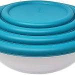 STERILITE 14069 8 Pc Covered Bowl Set, White & Blue