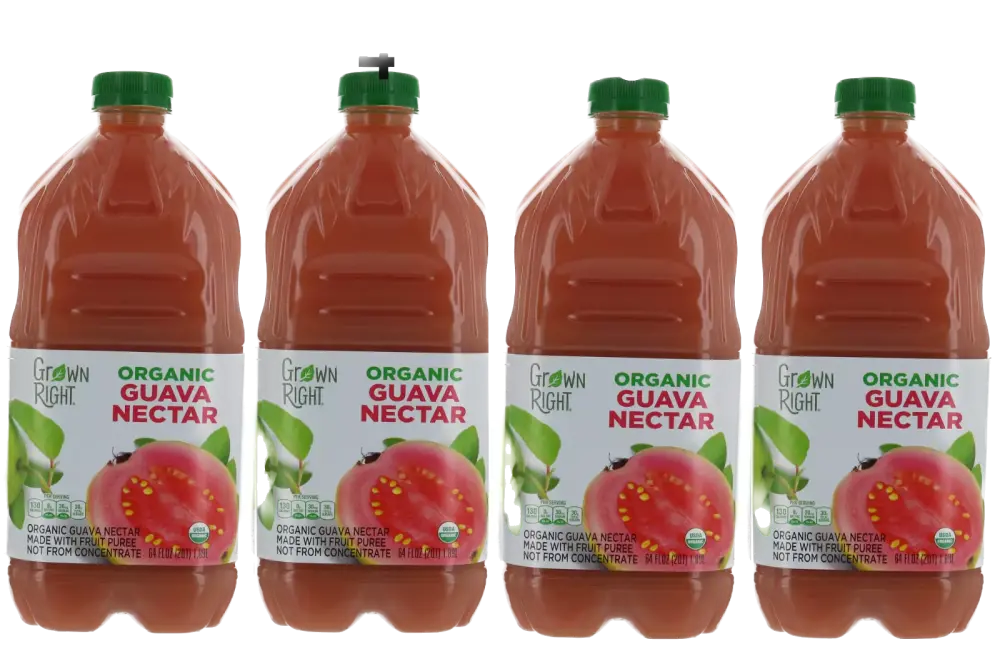 Organic Guava Nectar Juice 64 FL OZ Each, Made with Fruit Puree by Grown Right 8 pieces