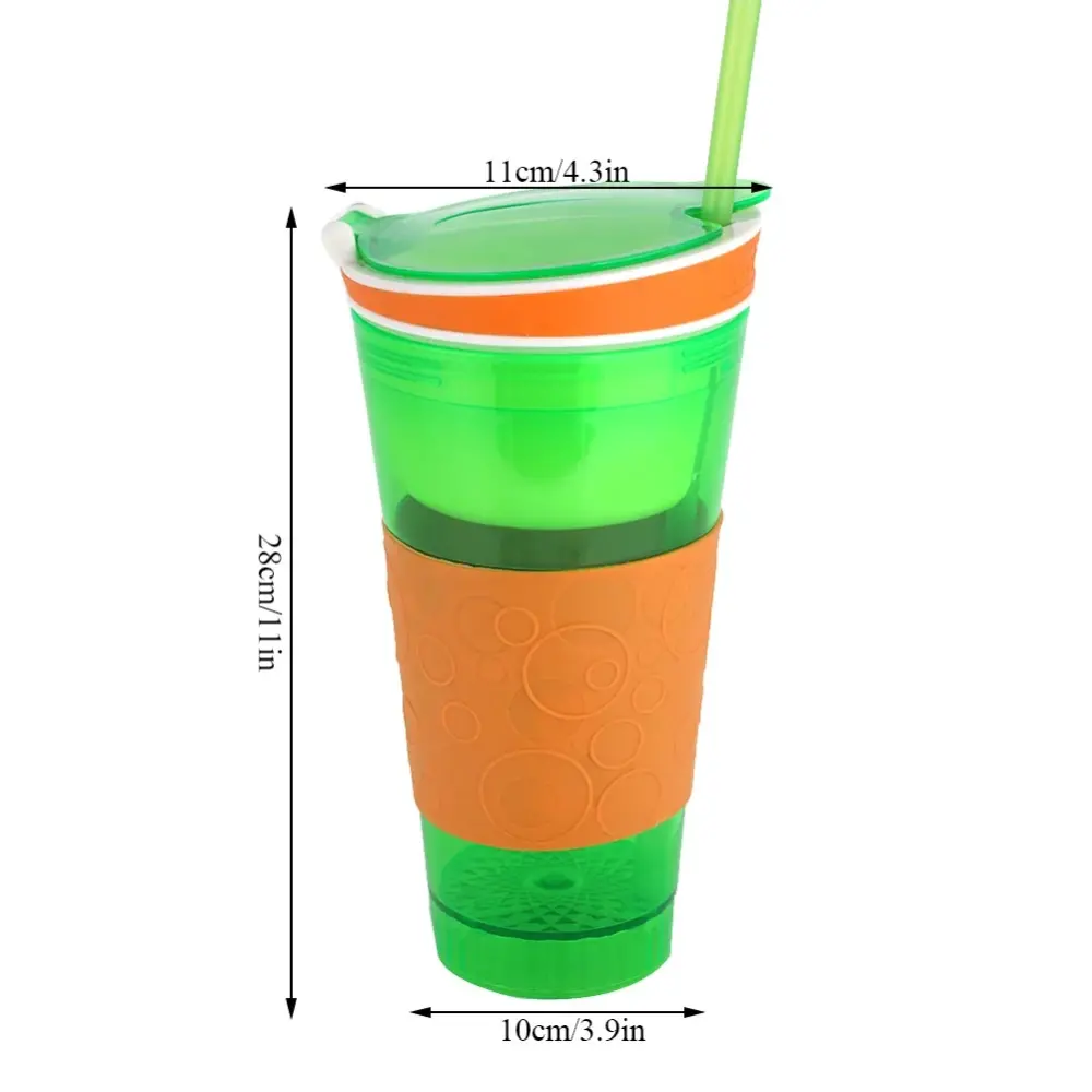 Greeen Snackeez Travel Cup with Straw, 16 oz - All-in-One Snacking Solution