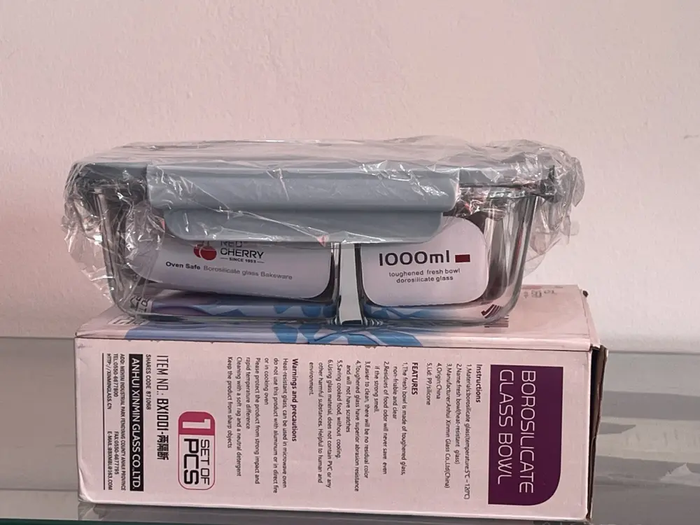 Red Cheery Borosilicate Glass Bowl 1000ml (set of 1 piece)