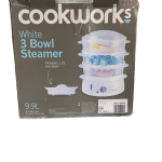 Cookworks White 3 Bowl Steamer 9.9L capacity.
