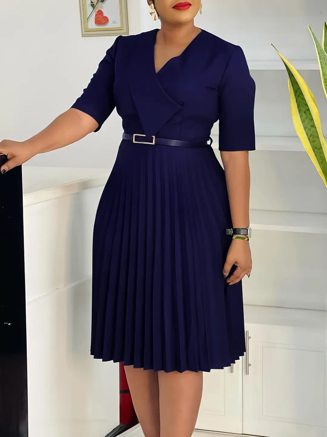 Women's Clothing 2025 Summer New Fashion Stylish V-Neck Pure Color Large Size Puffed .