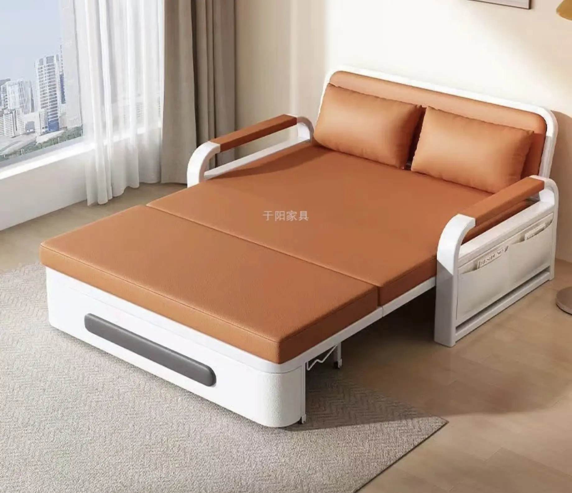Sofa Bed, Sleeper 2 in 1 Pull Out Couch Bed with Storage Chaise for Living Room, with Pull Out Bed, Futon Folding Sofa Bed, Cozy Sofa Turns Bed, Linen Couch (Different colors 130 cm)