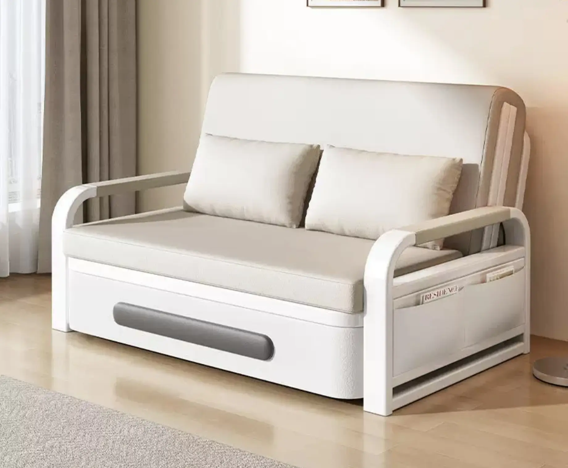 Sofa Bed, Sleeper 2 in 1 Pull Out Couch Bed with Storage Chaise for Living Room, with Pull Out Bed, Futon Folding Sofa Bed, Cozy Sofa Turns Bed, Linen Couch (Different colors 130 cm)