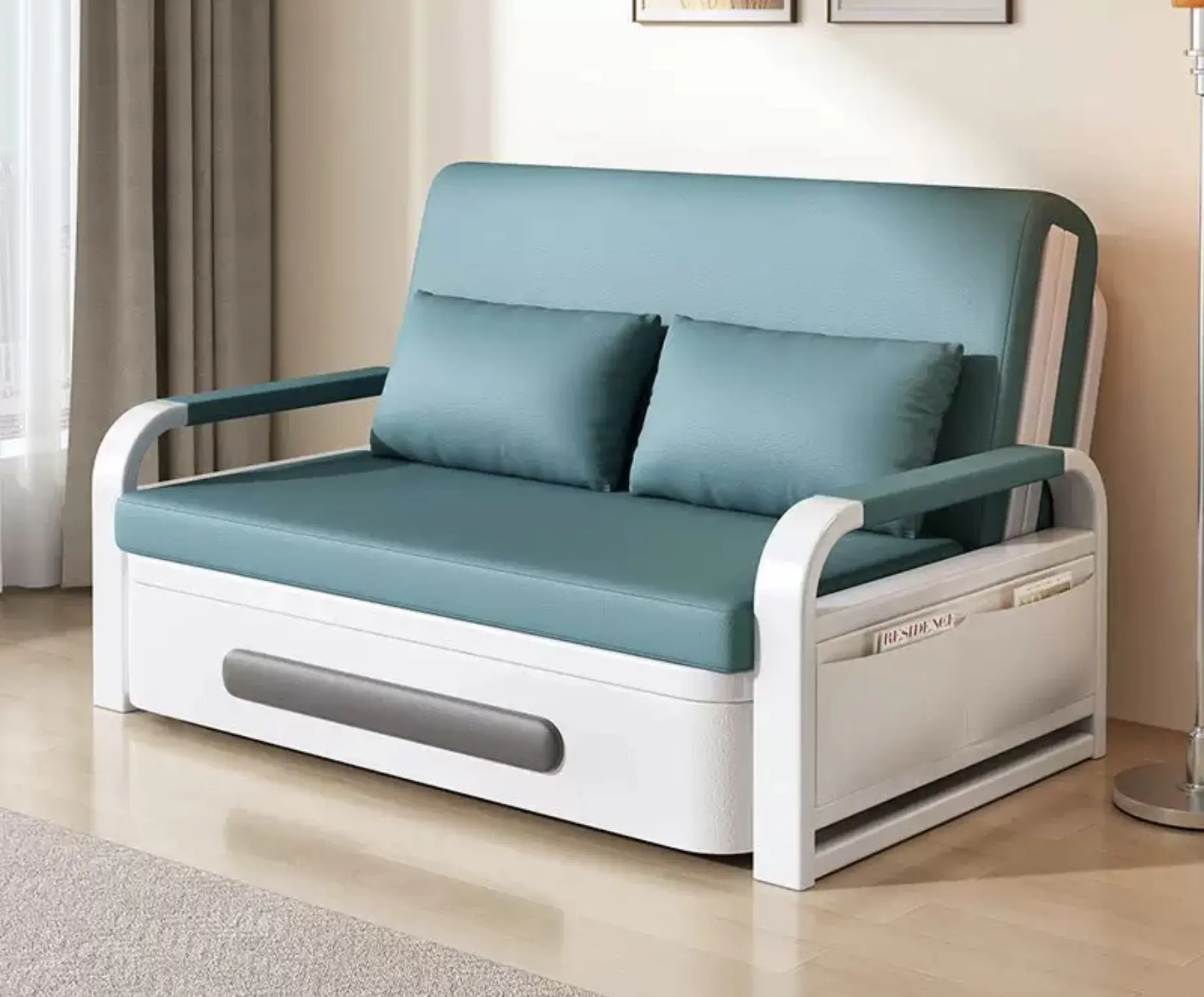 Sofa Bed, Sleeper 2 in 1 Pull Out Couch Bed with Storage Chaise for Living Room, with Pull Out Bed, Futon Folding Sofa Bed, Cozy Sofa Turns Bed, Linen Couch (Different colors 130 cm)