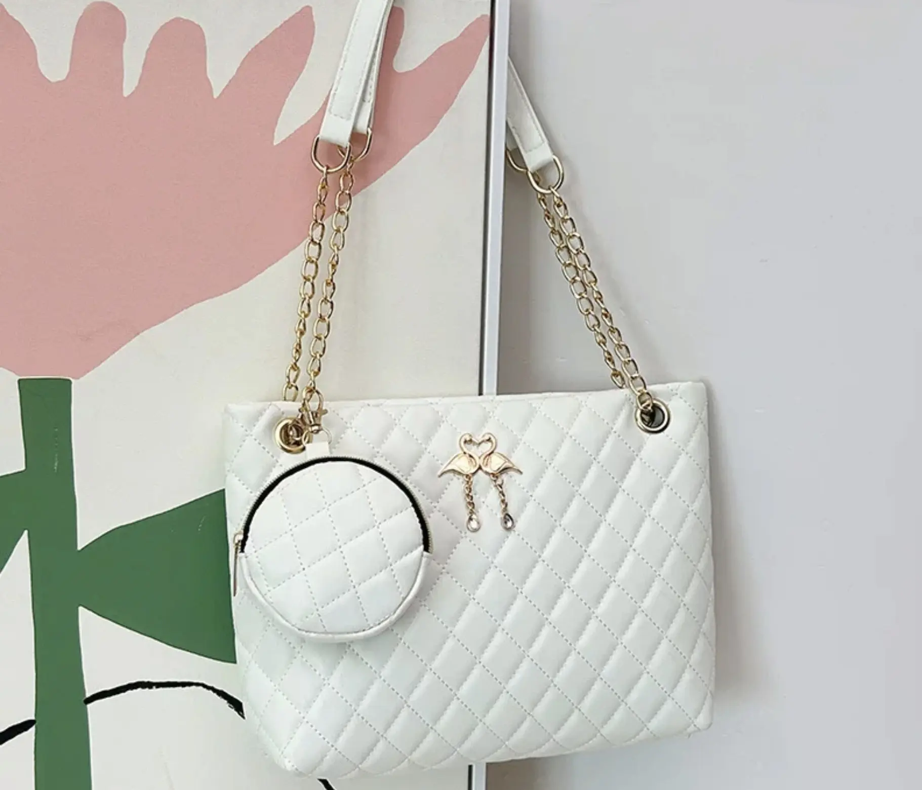 Large Capacity Mother's Bag 2024 New Bag Cross-Border Wholesale women's Bag set of Two shoulder Bags Printed Lace