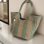 Large Capacity Woven Basket Bag for Women, 2025 New Model, Beach, Seaside Vacation, Shoulder Bag, Fashion Woven, Commuter Tote Bag