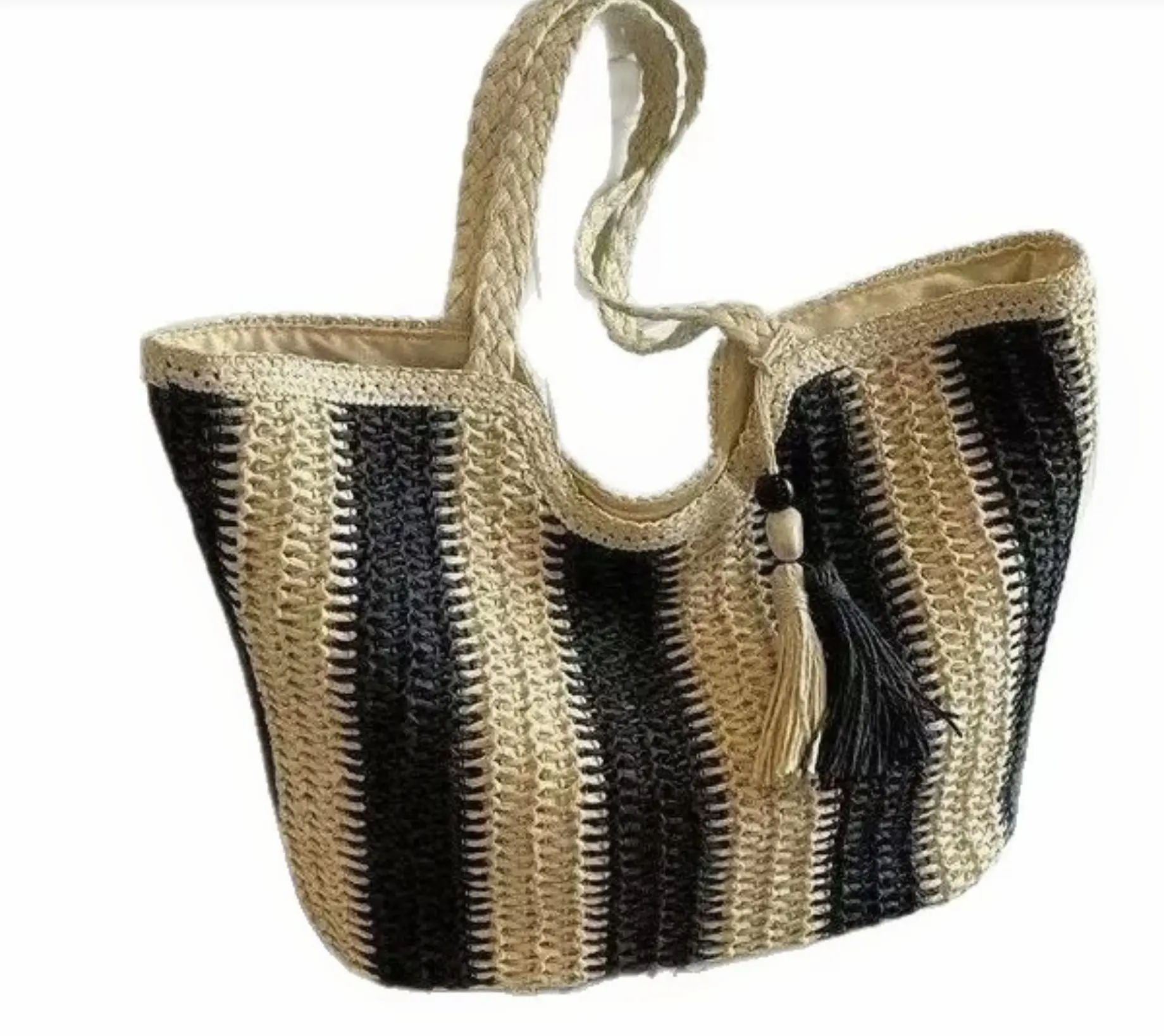 Large Capacity Woven Basket Bag for Women, 2025 New Model, Beach, Seaside Vacation, Shoulder Bag, Fashion Woven, Commuter Tote Bag